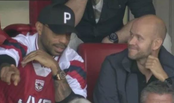 The former Arsenal captain Thierry Henry with Ek at the Emirates football stadium, 2021