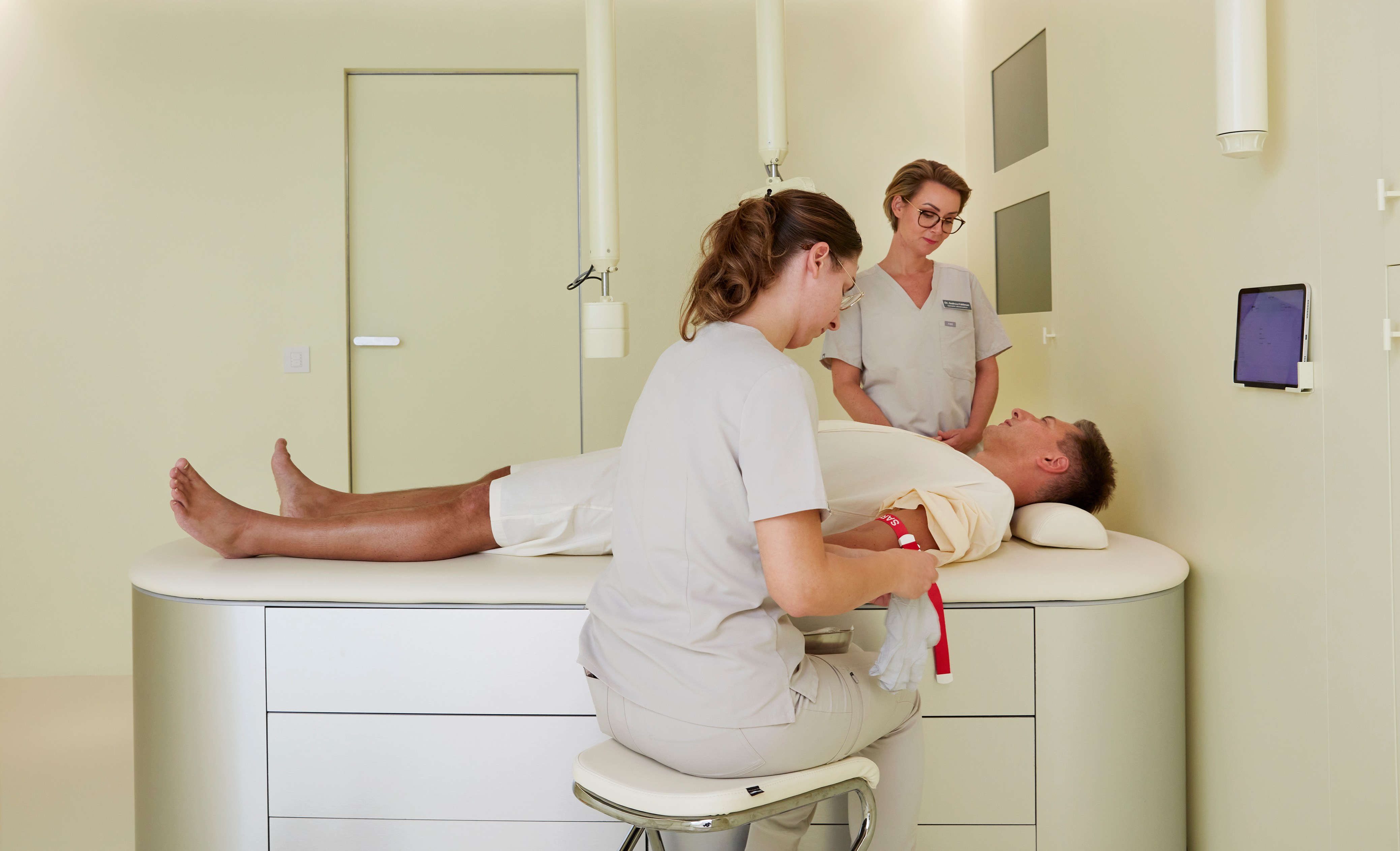 The team take a blood sample, which is processed in 15 minutes